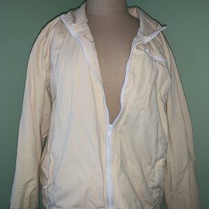 cream-colored canvas zip-up